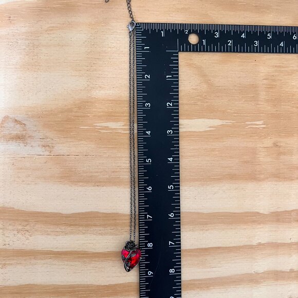 Black Rose on‎ Red Crystal Necklace for Women’s Alloy Pendant - Picture 6 of 6